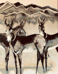 Donkeys painting at cowbells